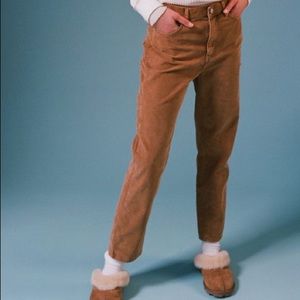 BDG corduroy high waisted slim straight pant brown